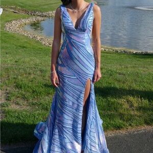 Blue and Purple Sequin Gown